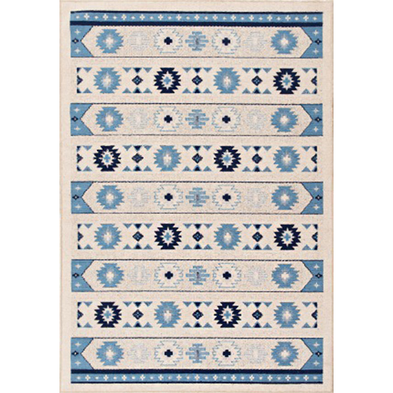 Blue and Brown Tribal Rug Polyester Striped and Tribal Pattern Rug Washable Non-Slip Backing Carpet for Living Room Clearhalo 'Area Rug' 'Rugs' 'Southwestern' Rug' 1609922