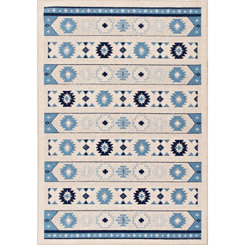 Blue and Brown Tribal Rug Polyester Striped and Tribal Pattern Rug Washable Non-Slip Backing Carpet for Living Room Clearhalo 'Area Rug' 'Rugs' 'Southwestern' Rug' 1609922