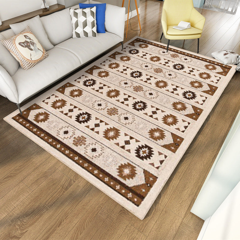 Blue and Brown Tribal Rug Polyester Striped and Tribal Pattern Rug Washable Non-Slip Backing Carpet for Living Room Clearhalo 'Area Rug' 'Rugs' 'Southwestern' Rug' 1609929