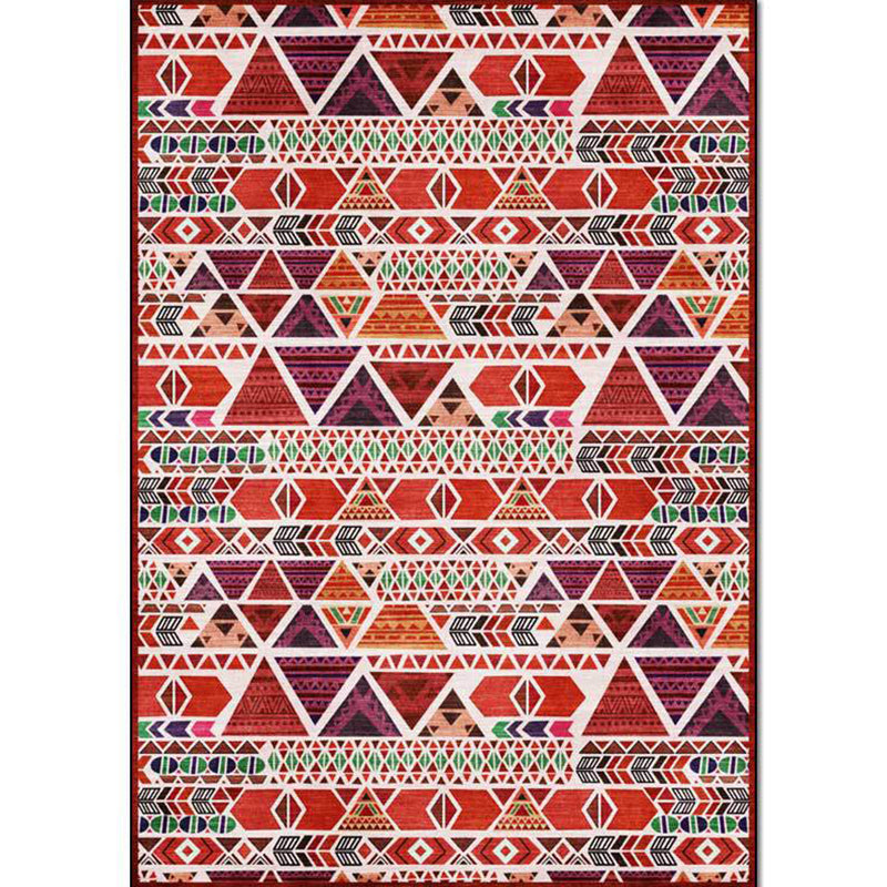 Unique Geometric Pattern Rug Red Vintage Rug Polyester Washable Anti-Slip Backing Area Rug for Bedroom Clearhalo 'Area Rug' 'Rugs' 'Southwestern' Rug' 1609938