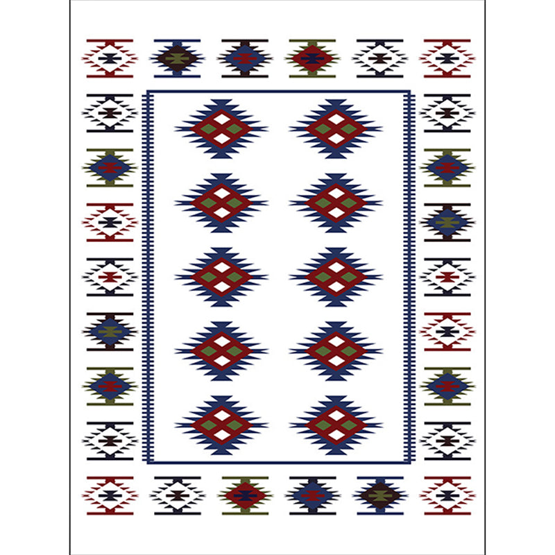 Simple Tribal Pattern Rug White Vintage Rug Polyester Washable Anti-Slip Backing Area Rug for Bedroom Clearhalo 'Area Rug' 'Rugs' 'Southwestern' Rug' 1610044