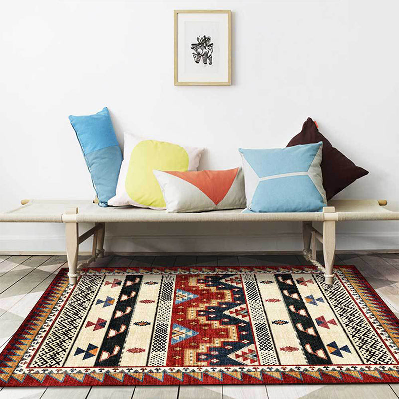 Southwestern Tribal Geometric Print Rug Red Polyester Rug Machine Washable Non-Slip Area Rug for Living Room Clearhalo 'Area Rug' 'Rugs' 'Southwestern' Rug' 1610051