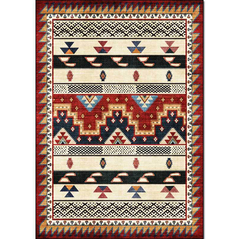 Southwestern Tribal Geometric Print Rug Red Polyester Rug Machine Washable Non-Slip Area Rug for Living Room Clearhalo 'Area Rug' 'Rugs' 'Southwestern' Rug' 1610052
