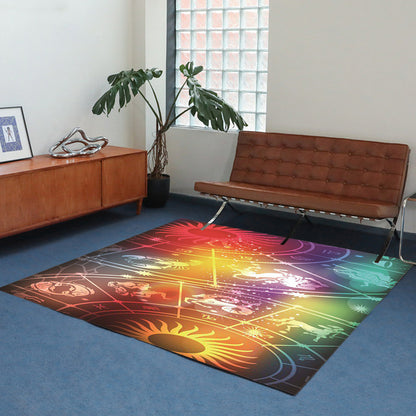 Modern Living Room Rug Colorful Outer Space Sun Constellation Print Rug Polyester Washable Area Rug Yellow Clearhalo 'Area Rug' 'Modern' 'Rugs' Rug' 1610121
