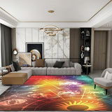 Modern Living Room Rug Colorful Outer Space Sun Constellation Print Rug Polyester Washable Area Rug