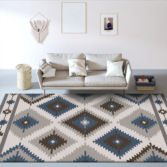 Blue and Grey Southwestern Rug Polyester Geometric Pattern Rug Washable Non-Slip Backing Carpet for Living Room Blue Clearhalo 'Area Rug' 'Rugs' 'Southwestern' Rug' 1610169