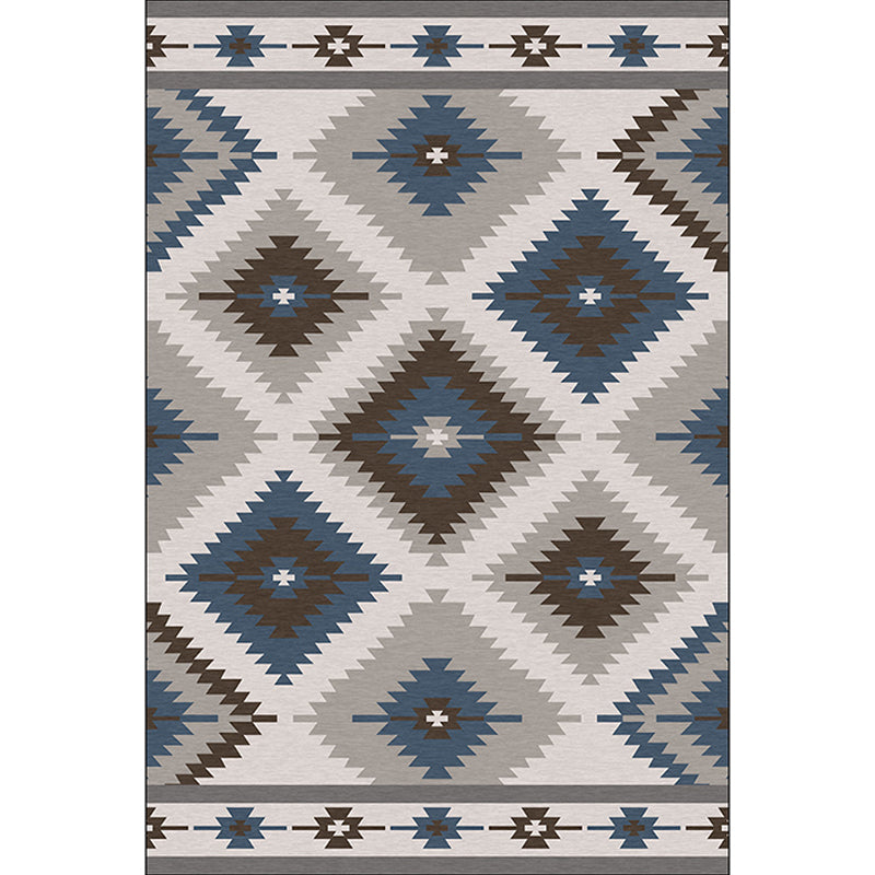 Blue and Grey Southwestern Rug Polyester Geometric Pattern Rug Washable Non-Slip Backing Carpet for Living Room Clearhalo 'Area Rug' 'Rugs' 'Southwestern' Rug' 1610171