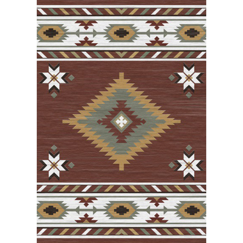 Americana Tribal Geometric Print Rug Brown Polyester Rug Machine Washable Non-Slip Area Rug for Living Room Clearhalo 'Area Rug' 'Rugs' 'Southwestern' Rug' 1610179