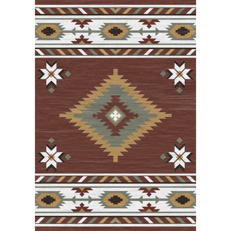 Americana Tribal Geometric Print Rug Brown Polyester Rug Machine Washable Non-Slip Area Rug for Living Room Clearhalo 'Area Rug' 'Rugs' 'Southwestern' Rug' 1610179