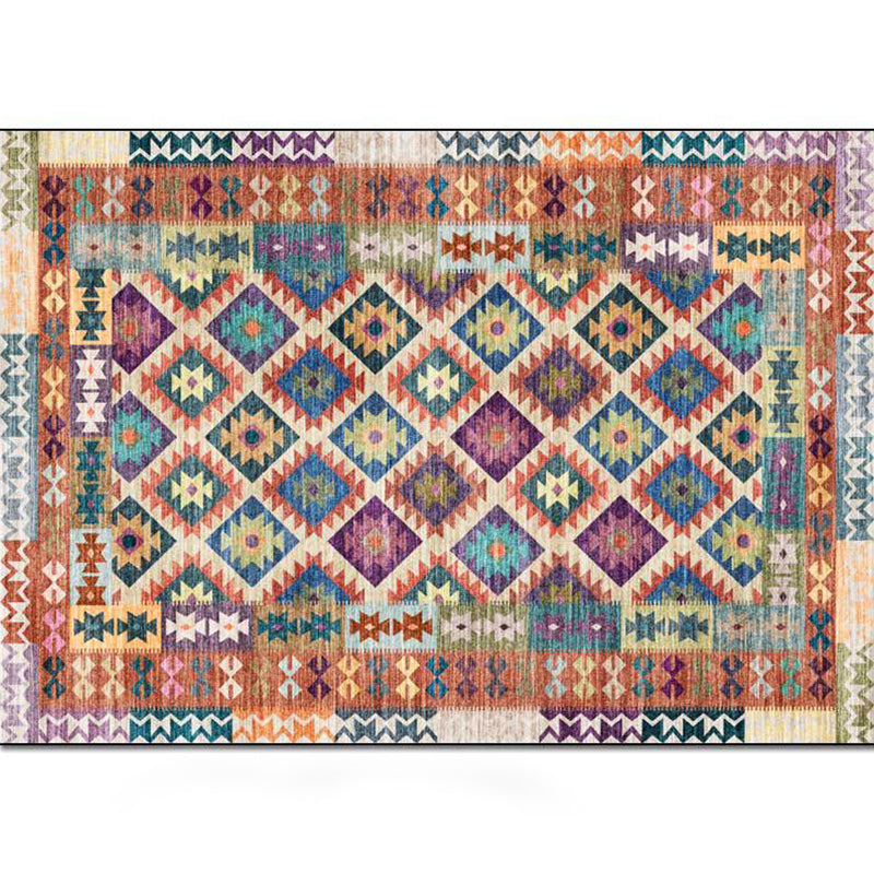 Yellow Persian Rug Polyester Geometric and Checked Pattern Rug Washable Non-Slip Backing Carpet for Living Room Clearhalo 'Area Rug' 'Moroccan' 'Rugs' Rug' 1610187
