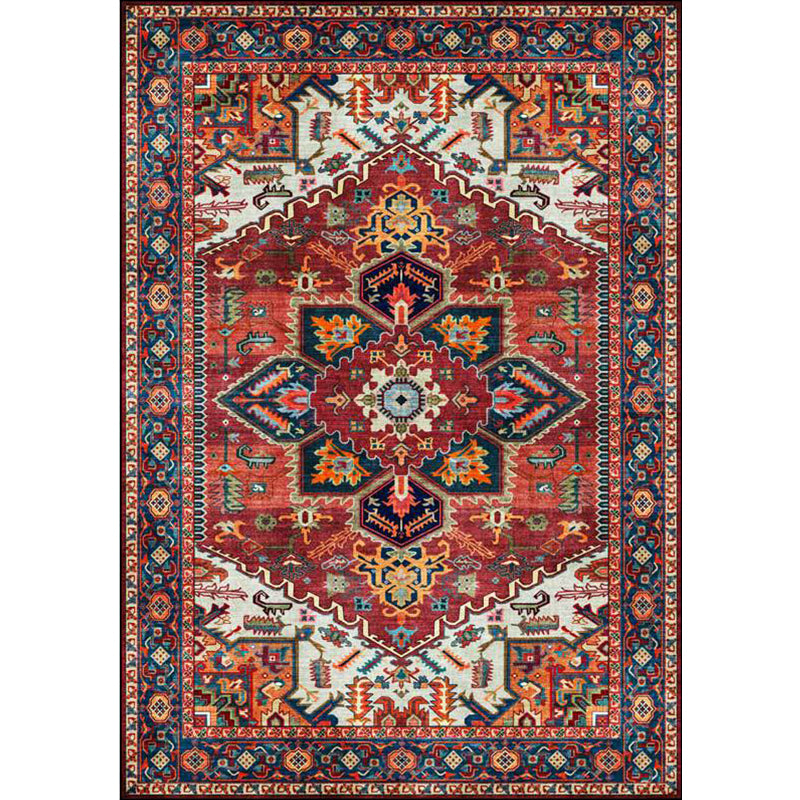Retro Medallion Pattern Rug Red Persian Rug Polyester Machine Washable Anti-Slip Area Rug for Bedroom Clearhalo 'Area Rug' 'Moroccan' 'Rugs' Rug' 1610230