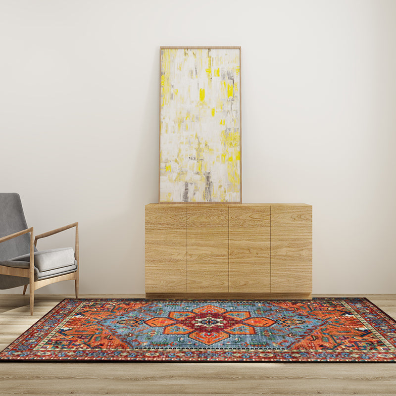 Retro Medallion Pattern Rug Red Persian Rug Polyester Machine Washable Anti-Slip Area Rug for Bedroom Clearhalo 'Area Rug' 'Moroccan' 'Rugs' Rug' 1610237