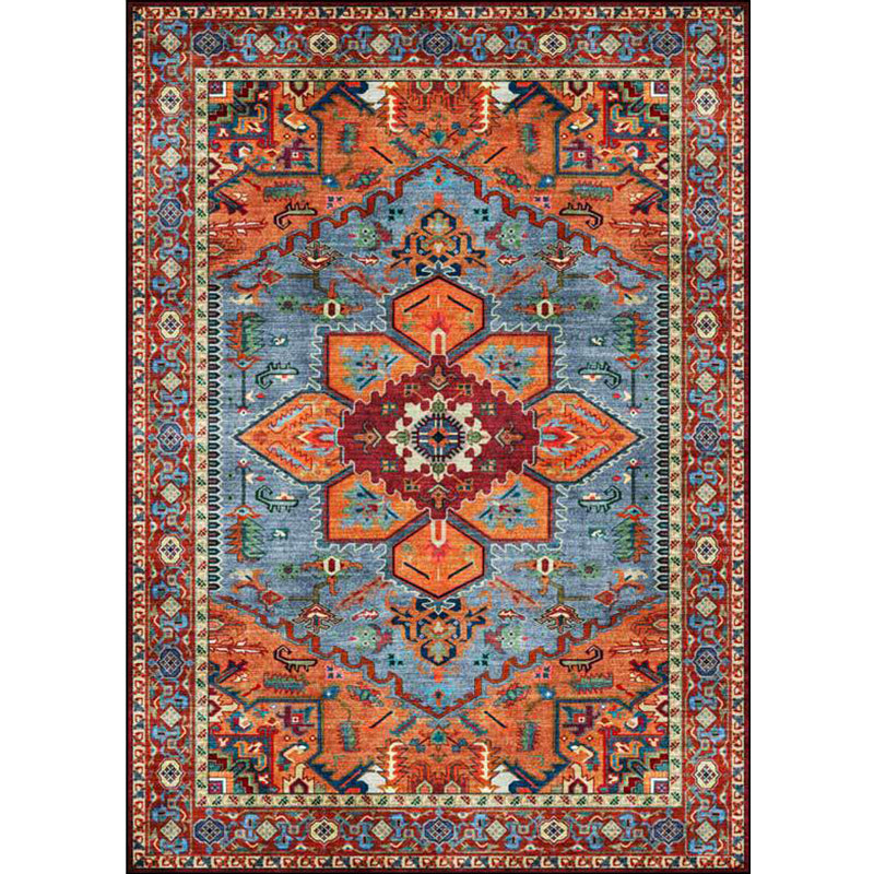 Retro Medallion Pattern Rug Red Persian Rug Polyester Machine Washable Anti-Slip Area Rug for Bedroom Clearhalo 'Area Rug' 'Moroccan' 'Rugs' Rug' 1610238