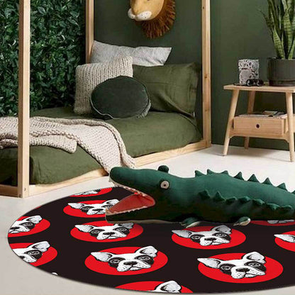 Kids Bedroom Rug in Black Animal Dog Dots Print Rug Polyester Stain-Resistant Pet Friendly Area Rug Black Clearhalo 'Area Rug' 'Rug' 1610316