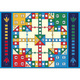 Unique Kids Rug in Blue Educational Ludo Pattern Rug Polyester Stain-Resistant Carpet for Nursery