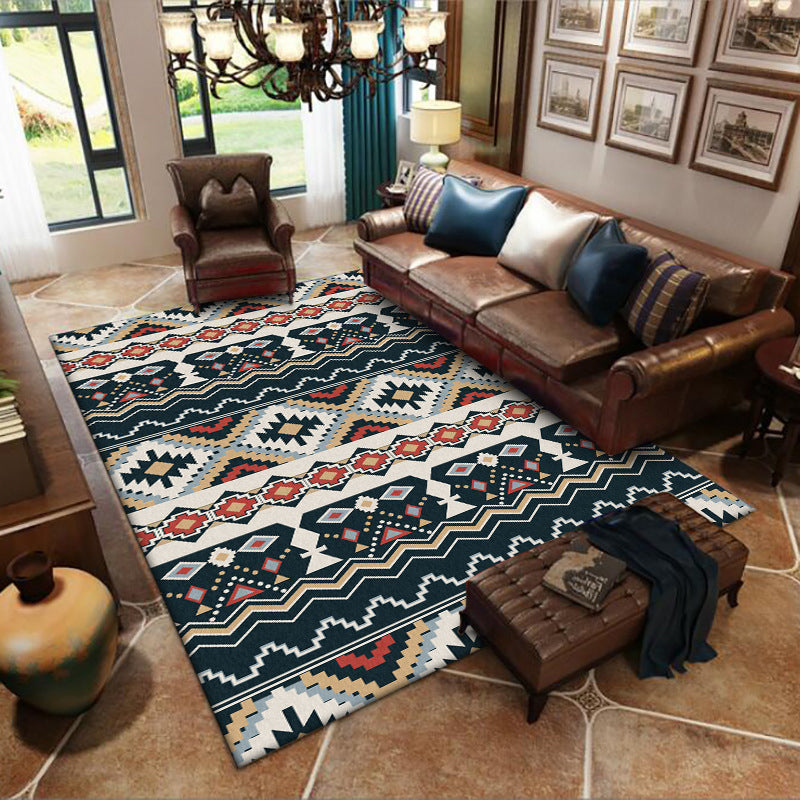 Southwestern Tribal Print Rug Black and White Polyester Rug Machine Washable Non-Slip Area Rug for Living Room Clearhalo 'Area Rug' 'Rugs' 'Southwestern' Rug' 1610341