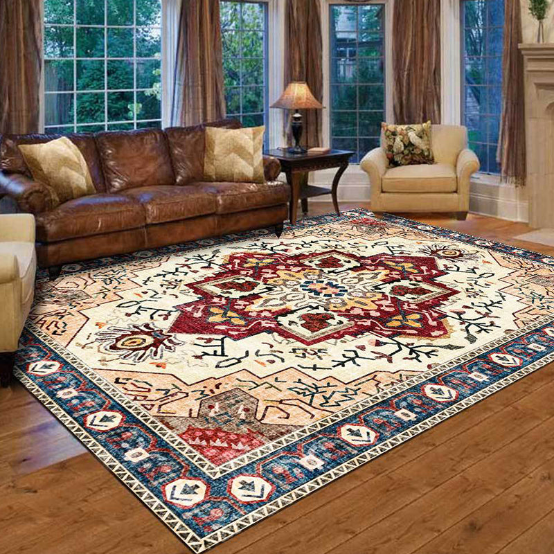 Moroccan Medallion Print Rug Light Brown Polyester Rug Machine Washable Non-Slip Area Rug for Living Room Clearhalo 'Area Rug' 'Moroccan' 'Rugs' Rug' 1610374