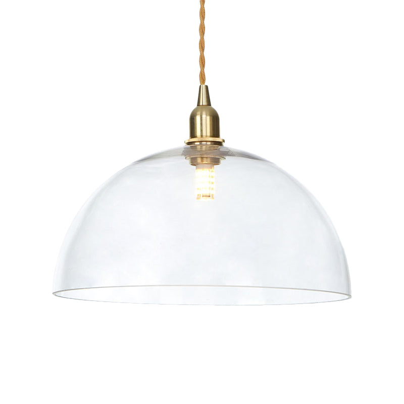 Brass 1 Light Ceiling Pendant Light Industrial Clear Glass Saucer/Dome/Prismatic Hanging Lamp for Living Room Clearhalo 'Ceiling Lights' 'Glass shade' 'Glass' 'Pendant Lights' 'Pendants' Lighting' 161043