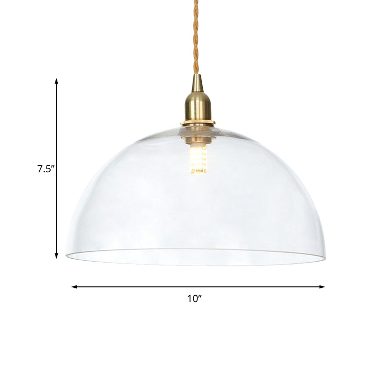 Brass 1 Light Ceiling Pendant Light Industrial Clear Glass Saucer/Dome/Prismatic Hanging Lamp for Living Room Clearhalo 'Ceiling Lights' 'Glass shade' 'Glass' 'Pendant Lights' 'Pendants' Lighting' 161044