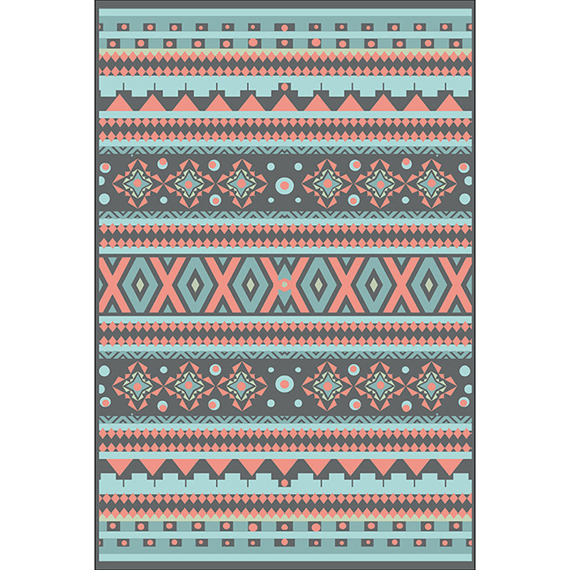 Southwestern Tribal Striped Print Rug Blue and Green Polyester Rug Machine Washable Non-Slip Area Rug for Living Room Clearhalo 'Area Rug' 'Rugs' 'Southwestern' Rug' 1610476