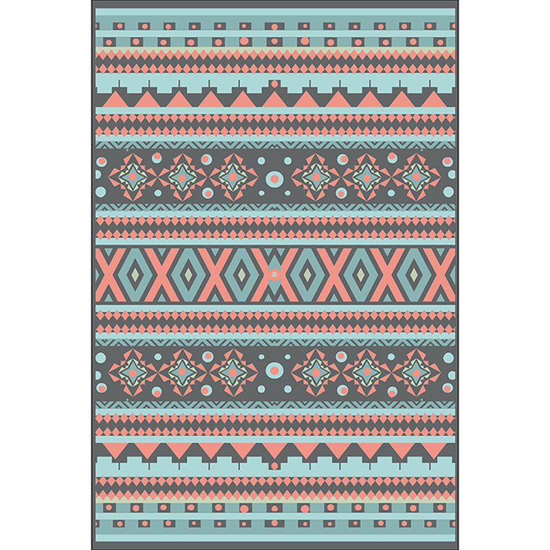 Southwestern Tribal Striped Print Rug Blue and Green Polyester Rug Machine Washable Non-Slip Area Rug for Living Room Clearhalo 'Area Rug' 'Rugs' 'Southwestern' Rug' 1610476