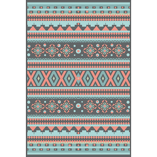 Southwestern Tribal Striped Print Rug Blue and Green Polyester Rug Machine Washable Non-Slip Area Rug for Living Room Clearhalo 'Area Rug' 'Rugs' 'Southwestern' Rug' 1610476