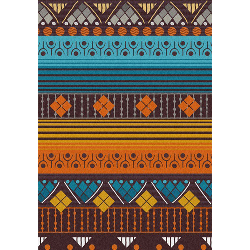 Tribal Geometric Striped Pattern Rug Brown and Blue Vintage Rug Polyester Washable Anti-Slip Backing Area Rug for Bedroom Clearhalo 'Area Rug' 'Rugs' 'Southwestern' Rug' 1610484