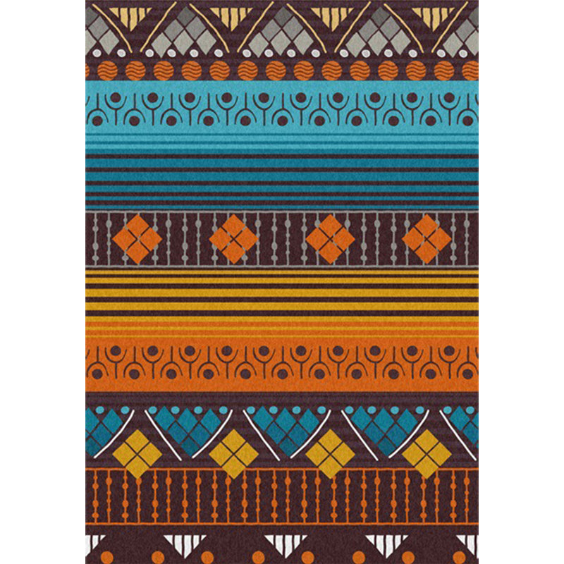 Tribal Geometric Striped Pattern Rug Brown and Blue Vintage Rug Polyester Washable Anti-Slip Backing Area Rug for Bedroom Clearhalo 'Area Rug' 'Rugs' 'Southwestern' Rug' 1610484