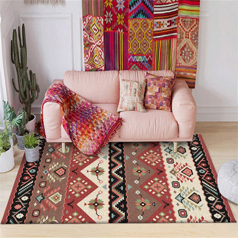 Stylish Tribal Pattern Rug Red Vintage Rug Polyester Washable Anti-Slip Backing Area Rug for Bedroom Clearhalo 'Area Rug' 'Rugs' 'Southwestern' Rug' 1610491