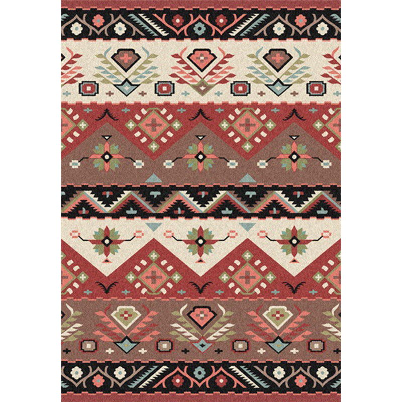 Stylish Tribal Pattern Rug Red Vintage Rug Polyester Washable Anti-Slip Backing Area Rug for Bedroom Clearhalo 'Area Rug' 'Rugs' 'Southwestern' Rug' 1610492