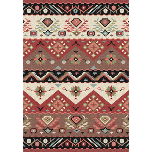 Stylish Tribal Pattern Rug Red Vintage Rug Polyester Washable Anti-Slip Backing Area Rug for Bedroom Clearhalo 'Area Rug' 'Rugs' 'Southwestern' Rug' 1610492