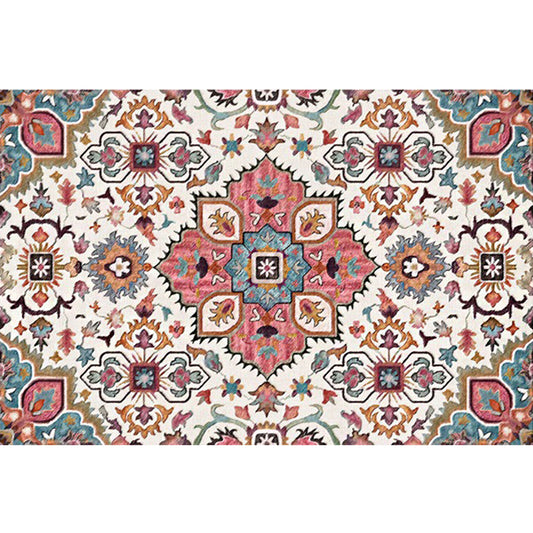Pink Mediterranean Rug Polyester Floral and Medallion Pattern Rug Washable Non-Slip Backing Carpet for Living Room Clearhalo 'Area Rug' 'Moroccan' 'Rugs' Rug' 1610500