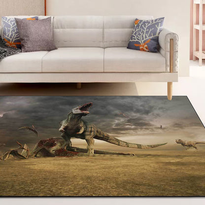 Unique Dinosaur Pattern Rug Brown Nordic Rug Polyester Washable Anti-Slip Backing Area Rug for Living Room Brown Clearhalo 'Area Rug' 'Modern' 'Rugs' Rug' 1610522