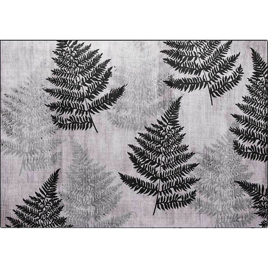 Contemporary Leaf Pattern Rug Grey Polyester Rug Machine Washable Non-Slip Area Rug for Living Room Clearhalo 'Area Rug' 'Modern' 'Rugs' Rug' 1610533
