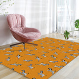 Unique Zebra Pattern Rug Orange Simple Rug Polyester Washable Anti-Slip Backing Area Rug for Living Room