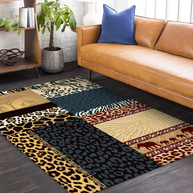Brown Novelty Rug Polyester Animals Skin Print Rug Washable Non-Slip Backing Carpet for Living Room Yellow Clearhalo 'Area Rug' 'Modern' 'Rugs' Rug' 1610566