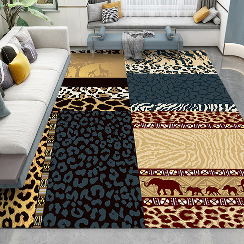 Brown Novelty Rug Polyester Animals Skin Print Rug Washable Non-Slip Backing Carpet for Living Room Clearhalo 'Area Rug' 'Modern' 'Rugs' Rug' 1610568