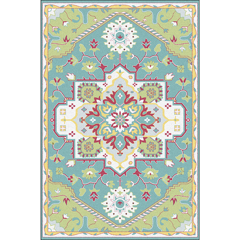 Pink and Blue Mediterranean Rug Polyester Medallion Pattern Rug Washable Non-Slip Backing Carpet for Living Room Clearhalo 'Area Rug' 'Moroccan' 'Rugs' Rug' 1610594