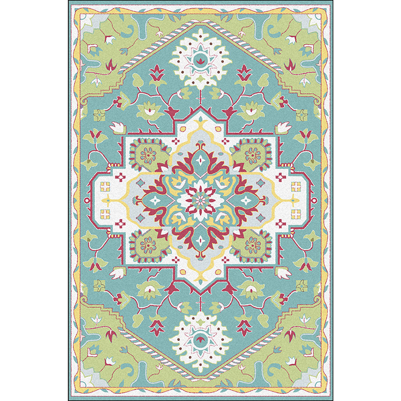 Pink and Blue Mediterranean Rug Polyester Medallion Pattern Rug Washable Non-Slip Backing Carpet for Living Room Clearhalo 'Area Rug' 'Moroccan' 'Rugs' Rug' 1610594