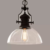 Farmhouse Dome Pendant Lamp 1-Light Clear Glass Hanging Light Fixture in Black Clear A Clearhalo 'Ceiling Lights' 'Glass shade' 'Glass' 'Industrial Pendants' 'Industrial' 'Middle Century Pendants' 'Pendant Lights' 'Pendants' 'Tiffany' Lighting' 16105