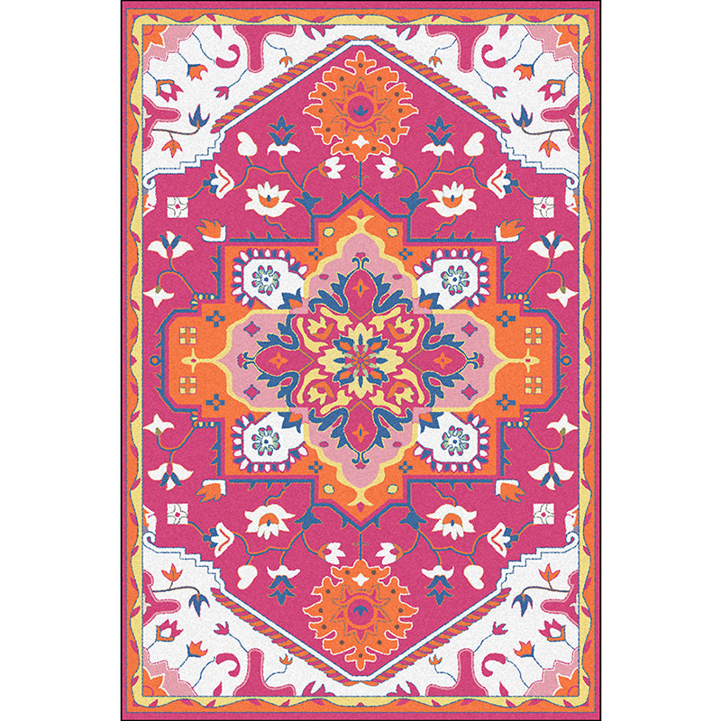 Pink and Blue Mediterranean Rug Polyester Medallion Pattern Rug Washable Non-Slip Backing Carpet for Living Room Clearhalo 'Area Rug' 'Moroccan' 'Rugs' Rug' 1610602