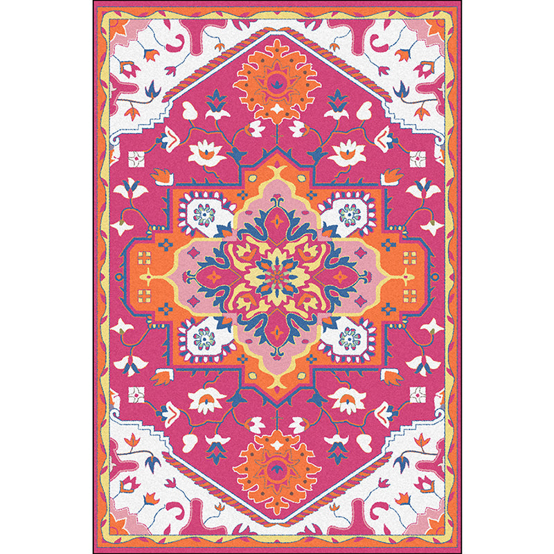 Pink and Blue Mediterranean Rug Polyester Medallion Pattern Rug Washable Non-Slip Backing Carpet for Living Room Clearhalo 'Area Rug' 'Moroccan' 'Rugs' Rug' 1610602
