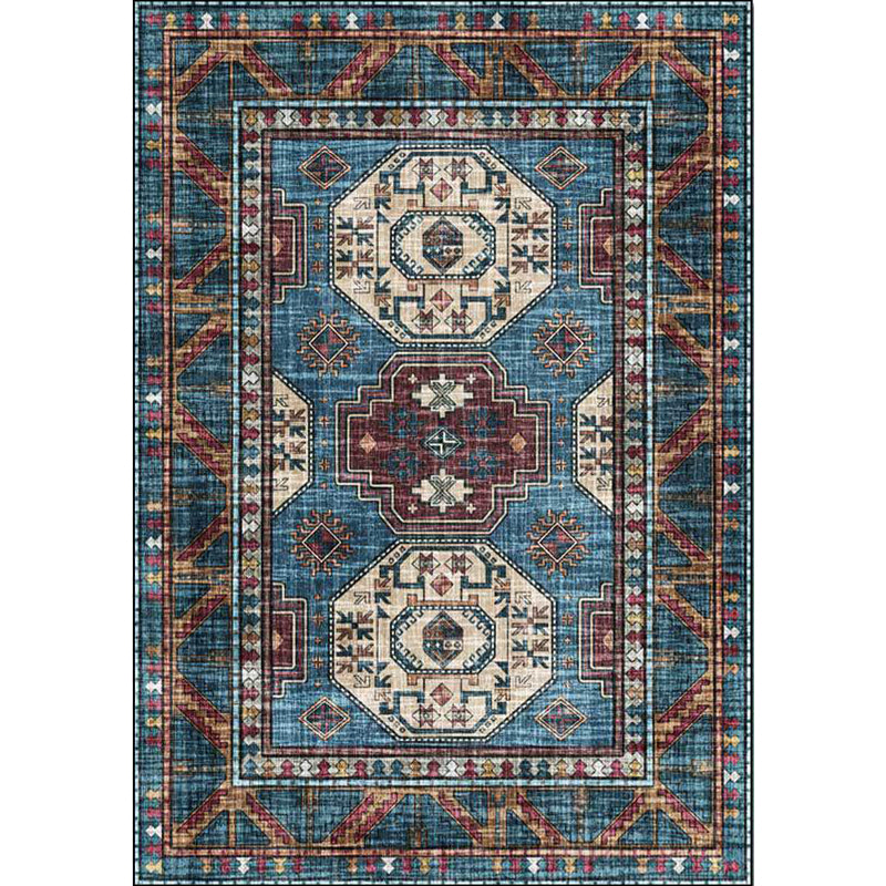 Moroccan Medallion Pattern Rug Blue Polyester Rug Machine Washable Non-Slip Area Rug for Living Room Clearhalo 'Area Rug' 'Moroccan' 'Rugs' Rug' 1610610