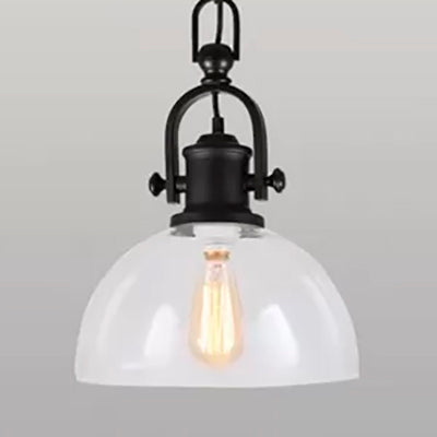 Farmhouse Dome Pendant Lamp 1-Light Clear Glass Hanging Light Fixture in Black Clear B Clearhalo 'Ceiling Lights' 'Glass shade' 'Glass' 'Industrial Pendants' 'Industrial' 'Middle Century Pendants' 'Pendant Lights' 'Pendants' 'Tiffany' Lighting' 16107