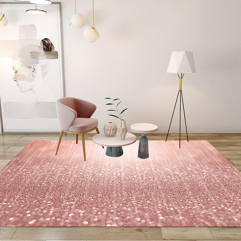 Simple Modern Rug in Pink Glitter Pattern Rug Polyester Washable Anti-Slip  Backing Carpet for Home Decoration - Clearhalo