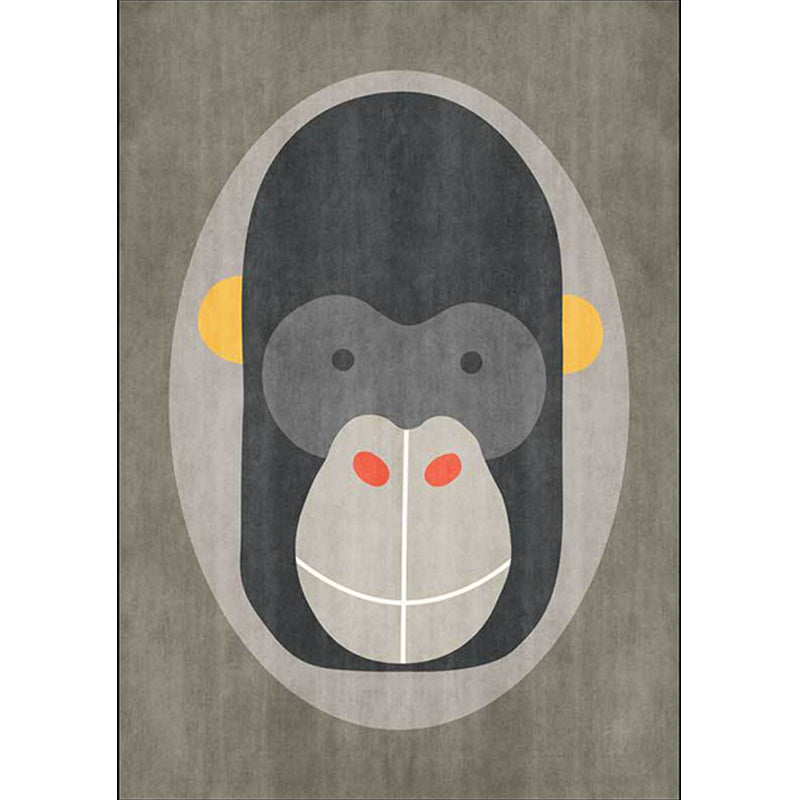 Casual Kids Rug in Grey Animal Orangutan Pattern Rug Polyester Stain-Resistant Carpet for Nursery Clearhalo 'Area Rug' 'Rug' 1610792