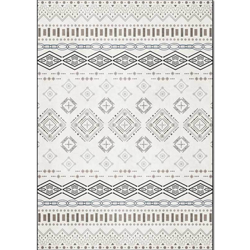 Classic Geometric Pattern Rug White Vintage Rug Polyester Washable Anti-Slip Backing Area Rug for Bedroom Clearhalo 'Area Rug' 'Rugs' 'Southwestern' Rug' 1610808