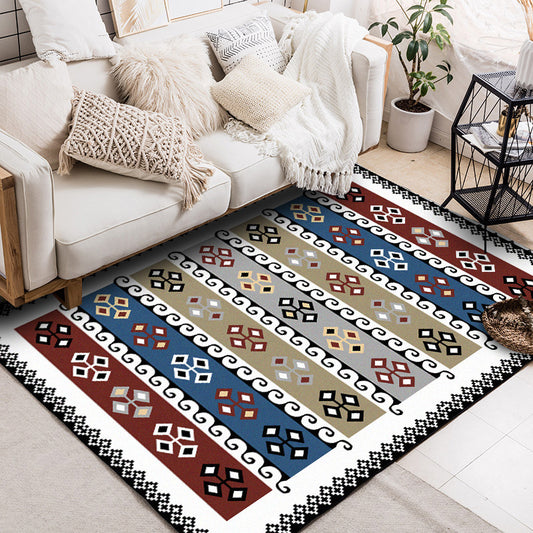 Unique Tribal Pattern Rug White Multicolor Vintage Rug Polyester Washable Anti-Slip Backing Area Rug for Bedroom White Clearhalo 'Area Rug' 'Rugs' 'Southwestern' Rug' 1610830
