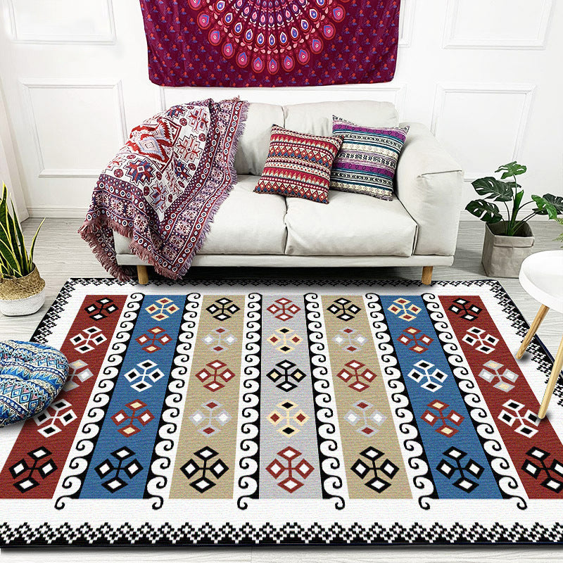 Unique Tribal Pattern Rug White Multicolor Vintage Rug Polyester Washable Anti-Slip Backing Area Rug for Bedroom Clearhalo 'Area Rug' 'Rugs' 'Southwestern' Rug' 1610831