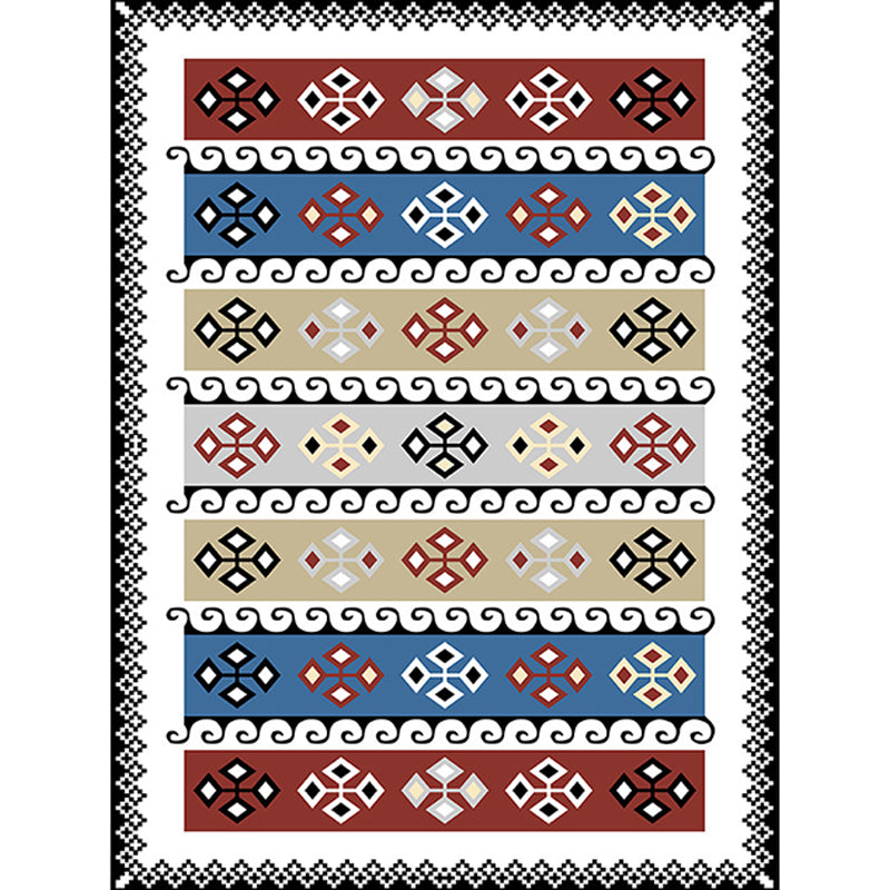 Unique Tribal Pattern Rug White Multicolor Vintage Rug Polyester Washable Anti-Slip Backing Area Rug for Bedroom Clearhalo 'Area Rug' 'Rugs' 'Southwestern' Rug' 1610832